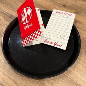 Melissa and Doug Pretend Waiter - Black Serving Tray with Menu and Guest Check